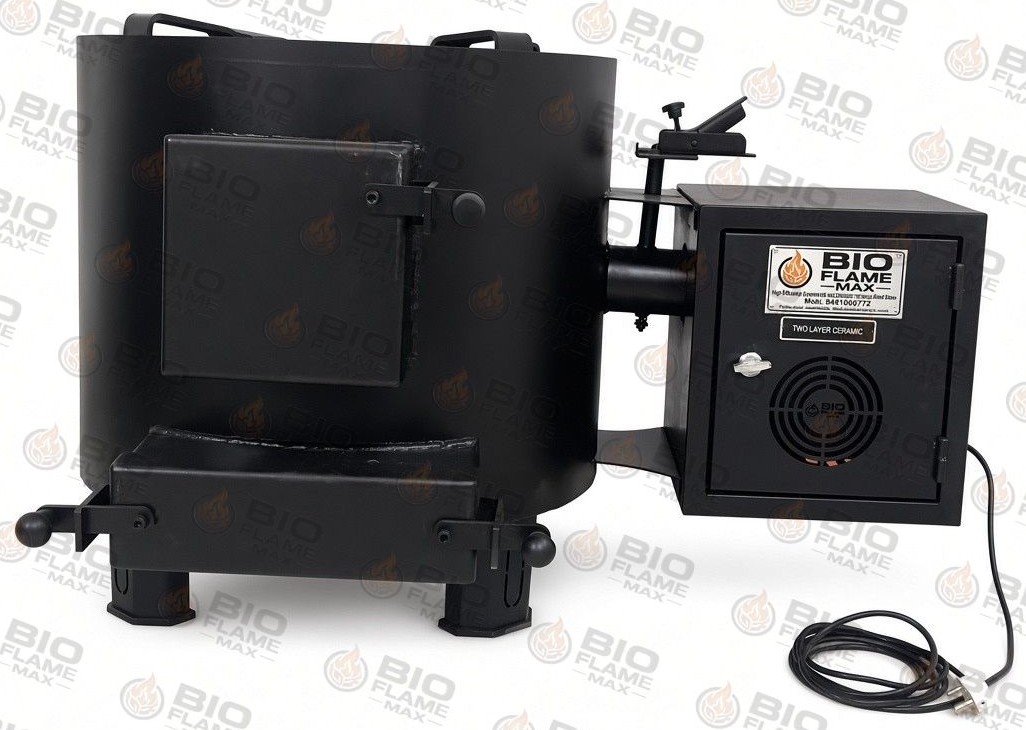 BIOFLAMEMAX® 30–80 KG Zero Smoke Wood Stove — Front View